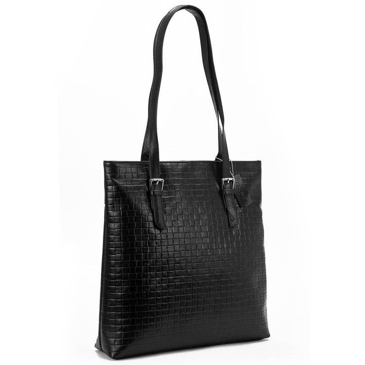 SECURE RFID Waffel Ladies Zip Top Tote Bag LB68 BLACK for wholesale by Hydestyle London