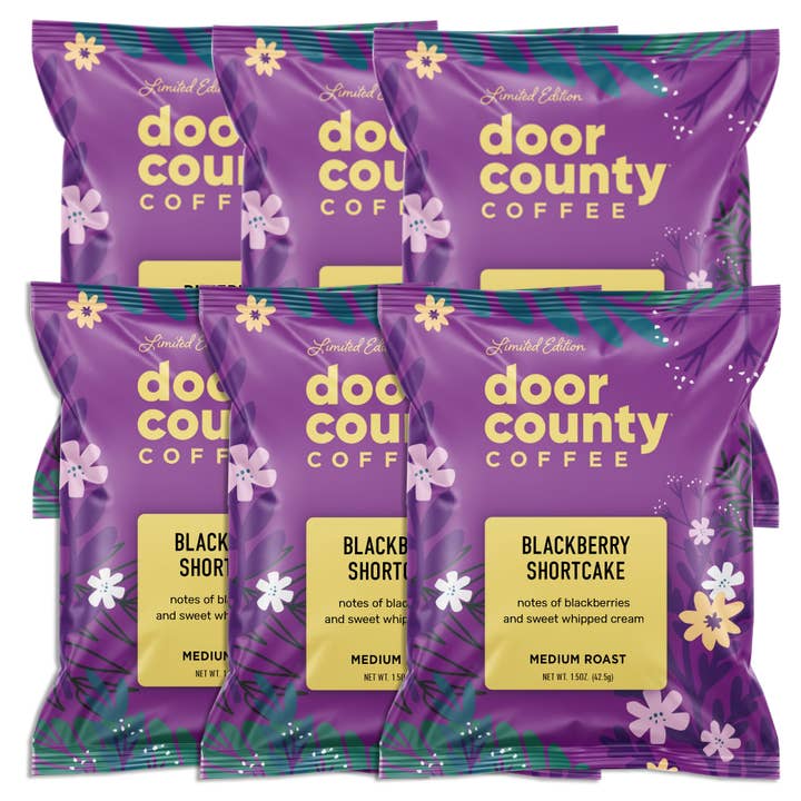 Blackberry Shortcake SPRING Flavored Coffee, 1.5oz, 6 pack for wholesale by Door County Coffee