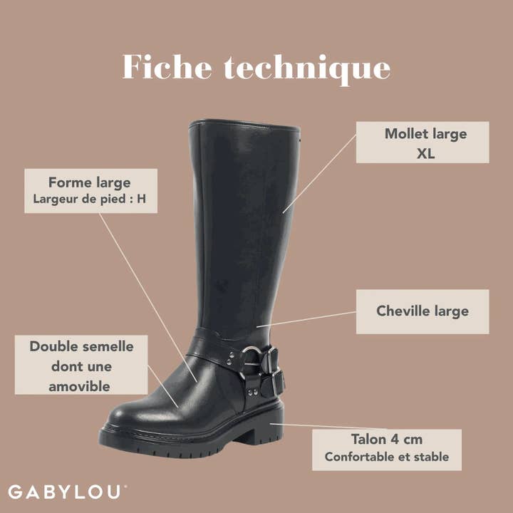 Black XL boots for wide calves - Angelina model for wholesale on Faire3