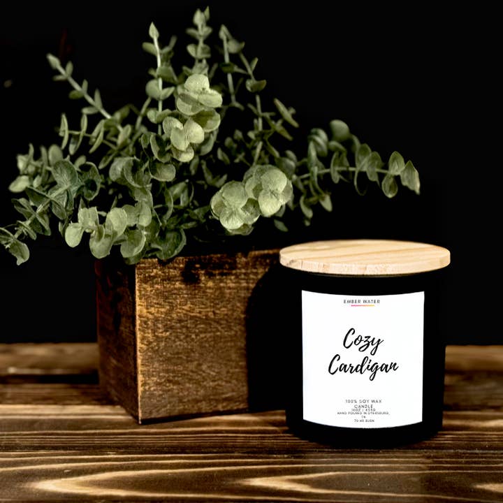 Ember Water - Wholesale Jar/Filled Candle - Cozy Cardigan 16 oz 100% Soy Candle  2