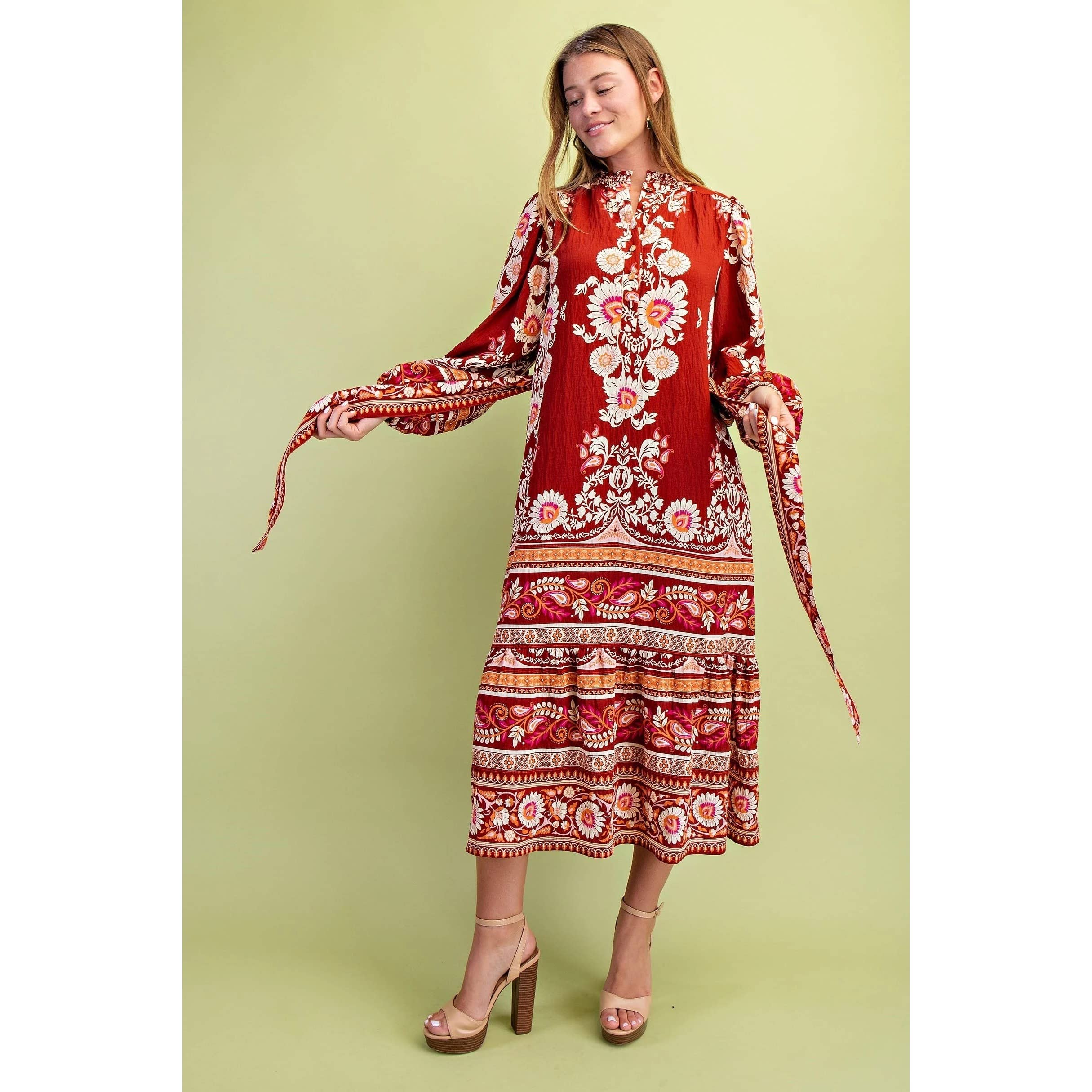 STYLE USA - Wholesale Dress - Women's - Floral Print Midi Dress13