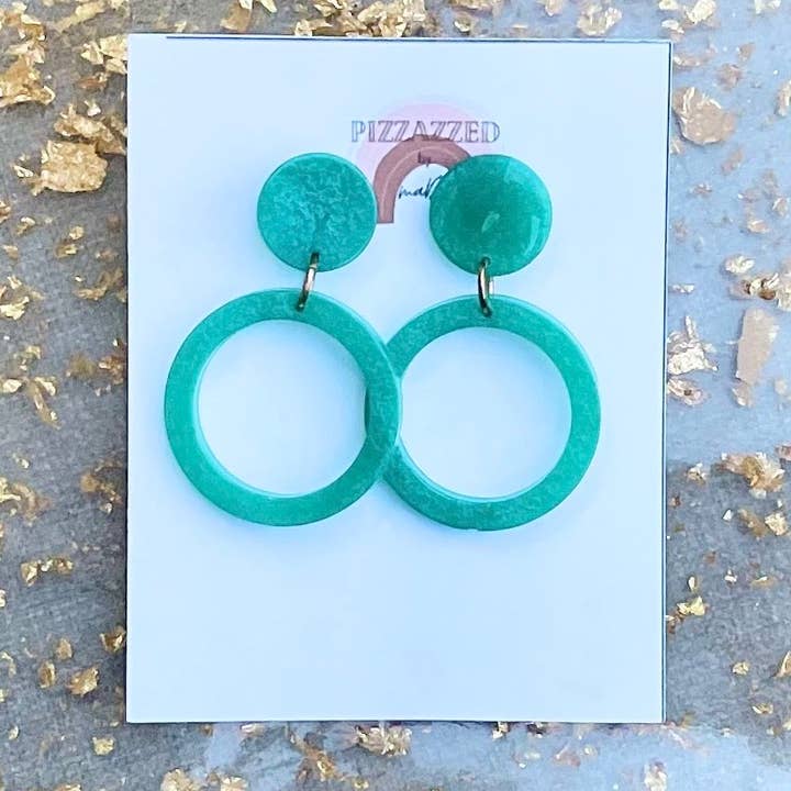 Emerald circle dangles for wholesale by Pizzazzed by Mads