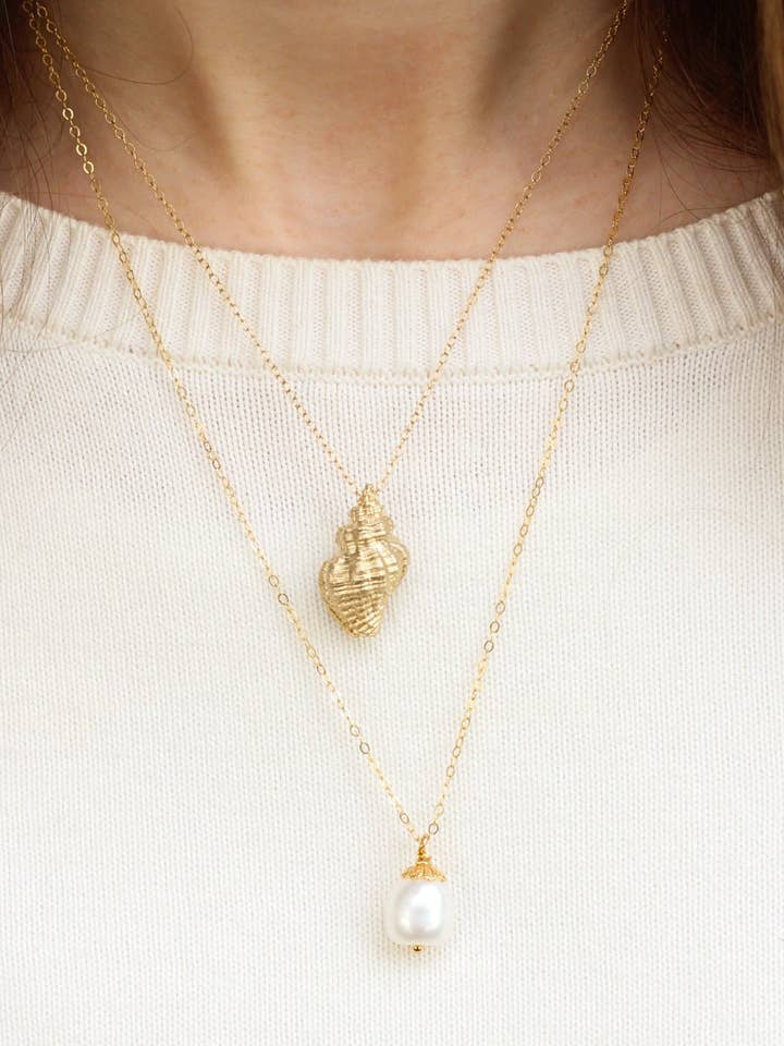 Freshwater Pearl and Conch Necklace Set for wholesale by Rachelyn Jewelry