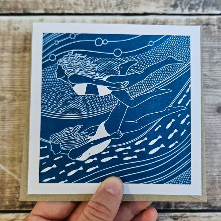 Flowing Friends - Single Square Greetings Card for wholesale by Flotsam Prints