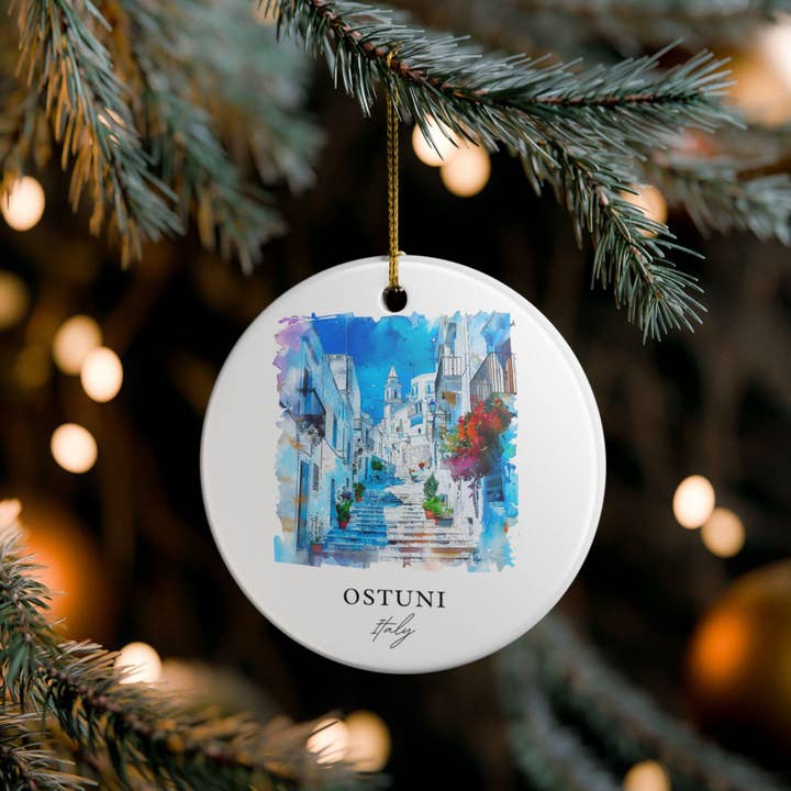 Premium Travel Art - Wholesale Ornament - Ostuni Italy Ornament: Unique Ostuni Souvenir, Ostuni Xmas Decor, and Authentic Ostuni Italy Gift3