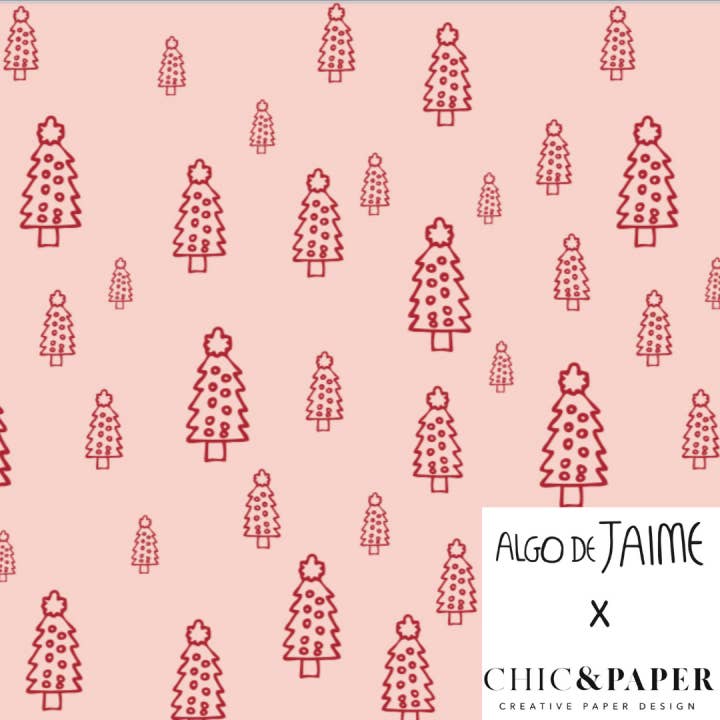 Mini rolls 70cm x 2m CHRISTMAS TREE Pink / Coral AdJ for wholesale by CHIC&PAPER