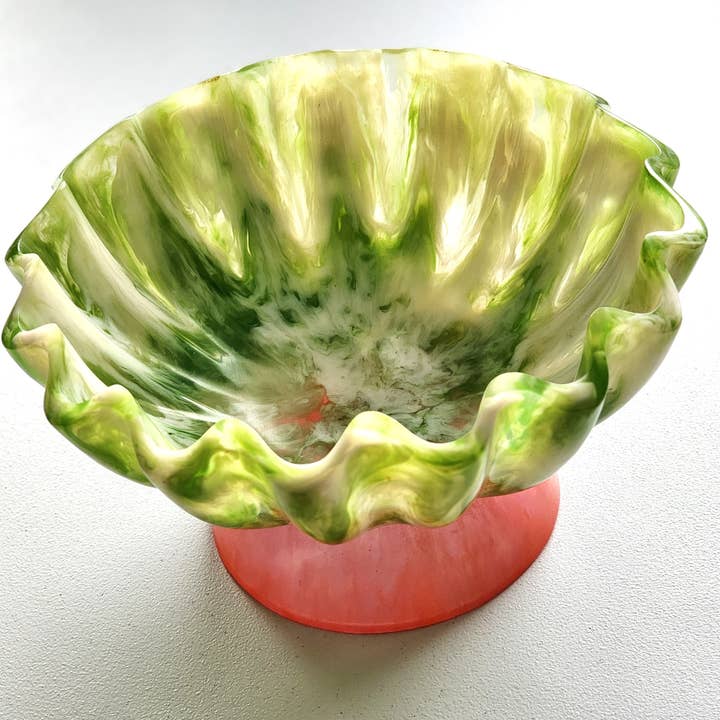Green & Pink Cabbage Bowl with Pink Server - Resin Handmade for wholesale by Gibb & Daan
