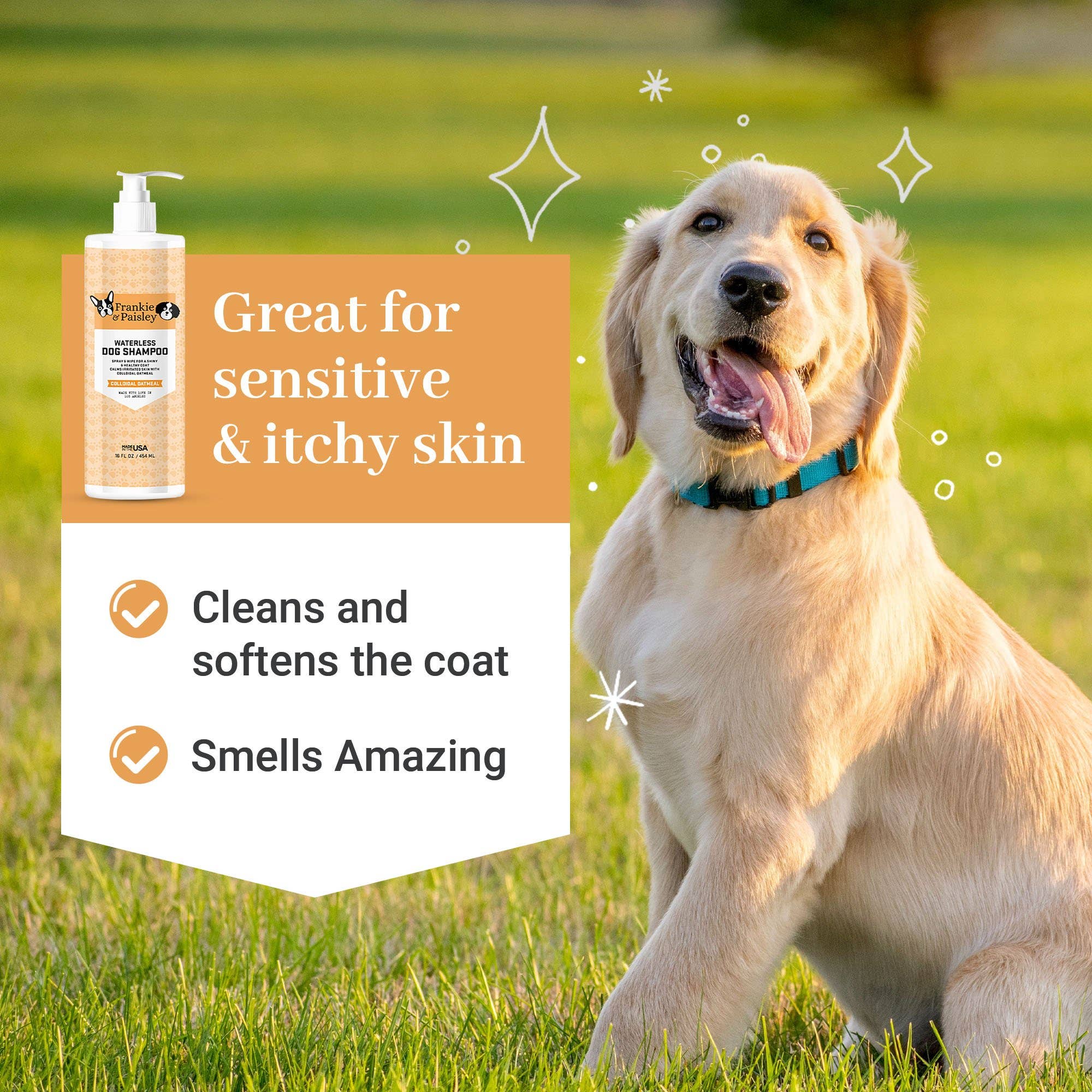 Frankie & Paisley Pet Products - Wholesale Pet Shampoo - Dog - Waterless Dog Shampoo - Colloidal Oatmeal - 16oz3