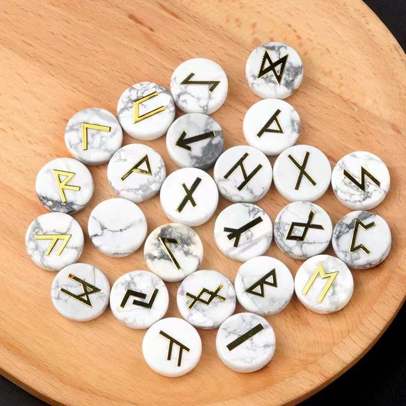 Gemcohub – wholesale Spiritual stone/crystal – Runes Natural Crystal Agate Rune Letter Disc Set Germanic4