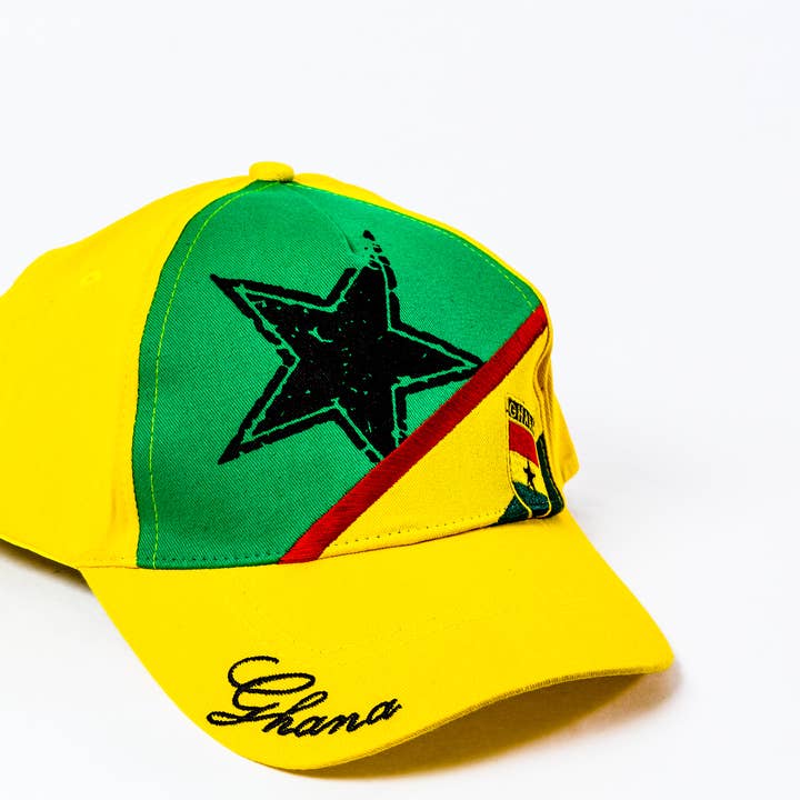 Ghana Baseball Cap w/ Grey Metallic Stripe for wholesale by Flag Matrix Inc
