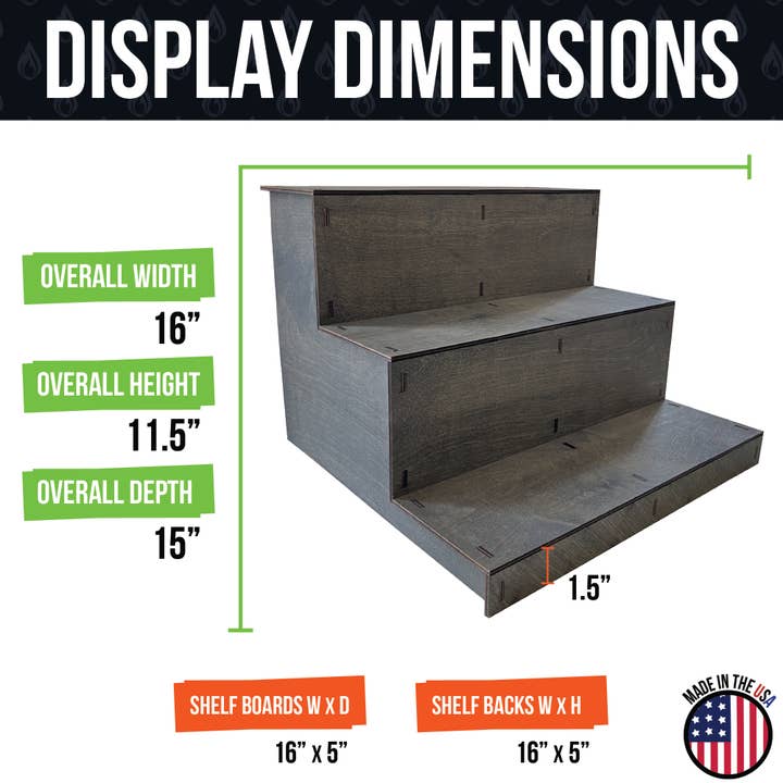 Torched Displays - Wholesale Retailer Display Stand/Case - 3-Tier Straight Wooden Portable Display Stand4