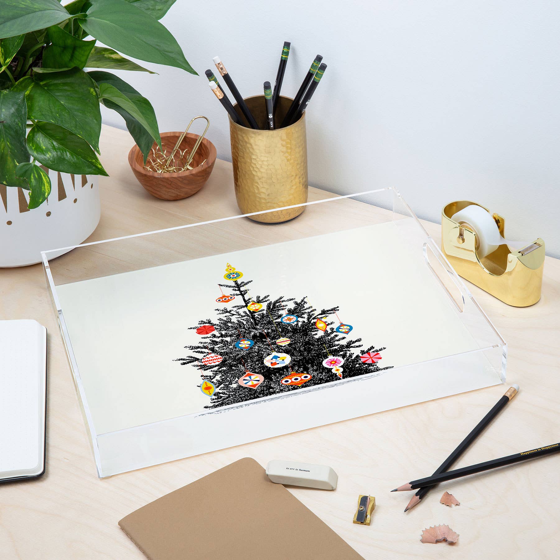 Deny Designs - Vente Plateaux décoratifs - Plateau en acrylique pour sapin de Noël décoré rétro de Showmemars7