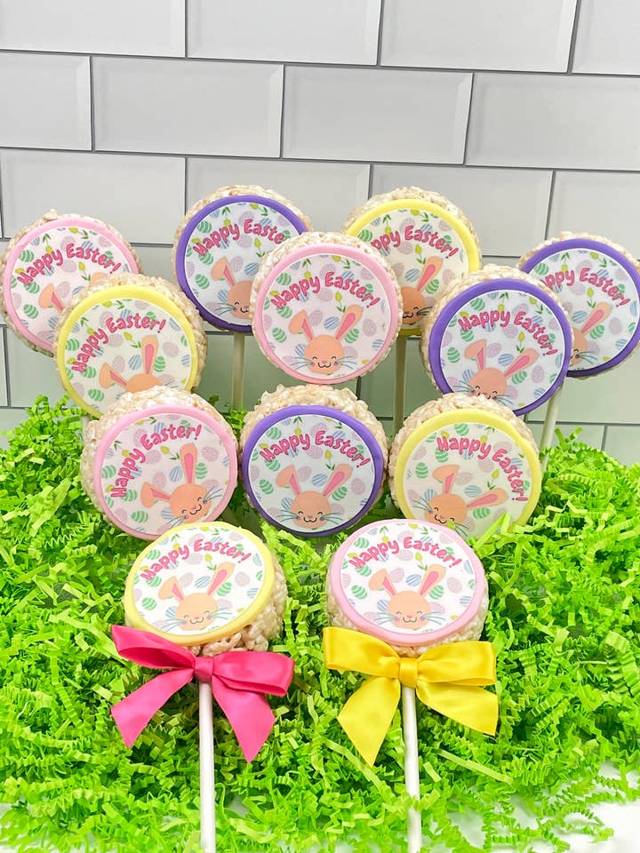 Easter Message Rice Crispie Treats on Stix - Case of 12 for wholesale by Creative Crispies Co.