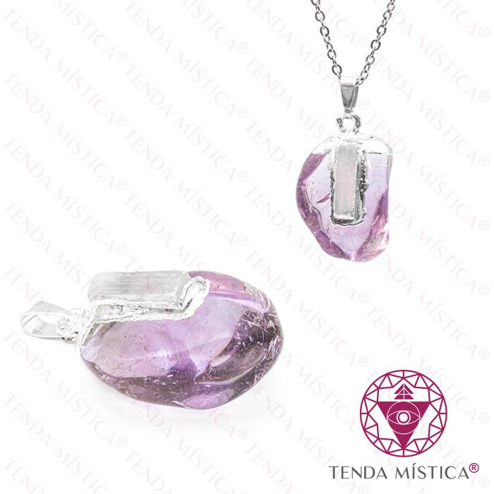 Silver Bath Amethyst & Selenite Pendant for wholesale by Tenda Mística