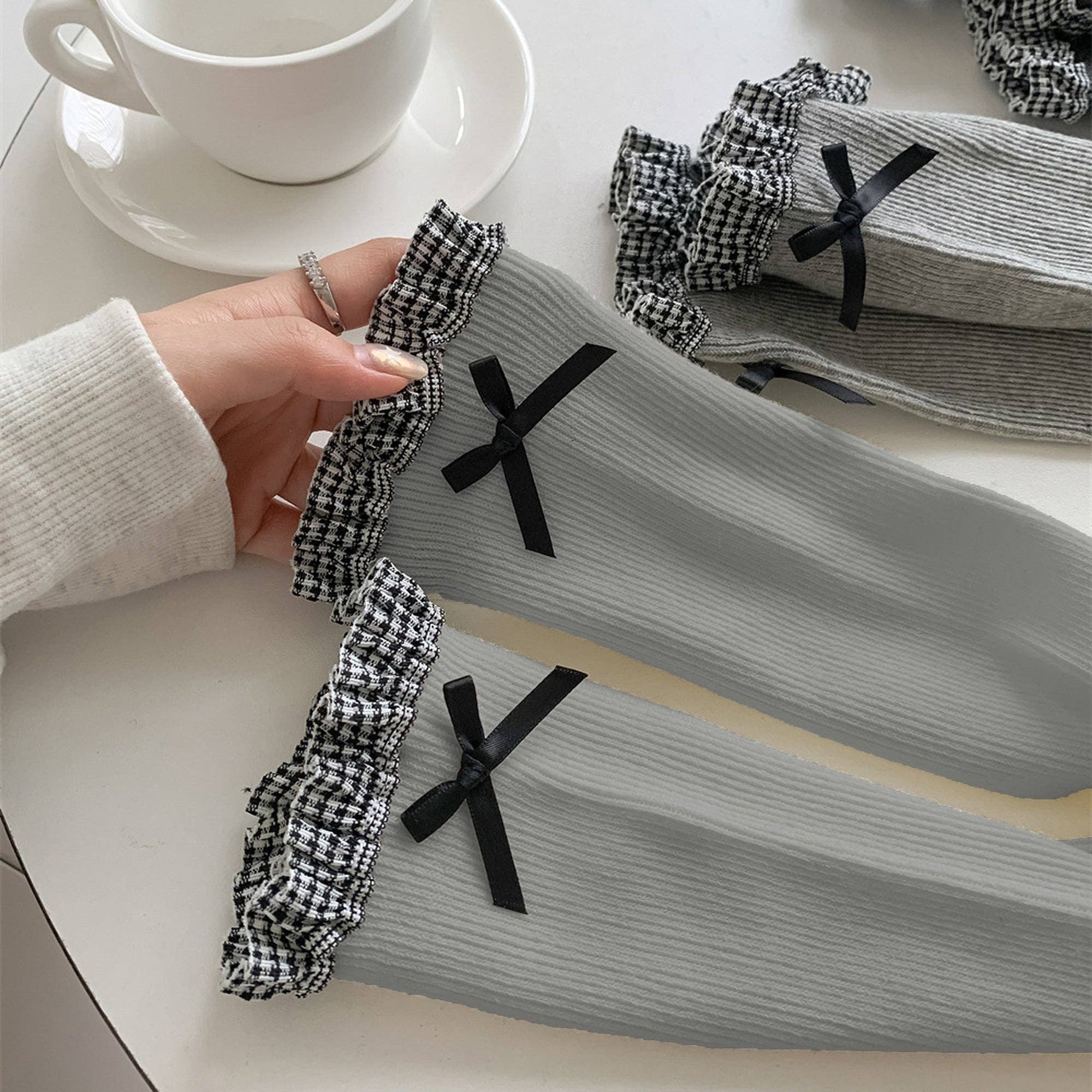 AK Brand - Wholesale Socks - Women's - 6pk Knee - High Socks with Bow and Patterned Cuff9