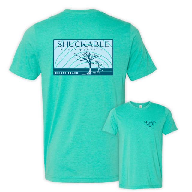 Edsito Beach Landscape Tee - Navy and Light Blue Imprint for wholesale by Shuckable