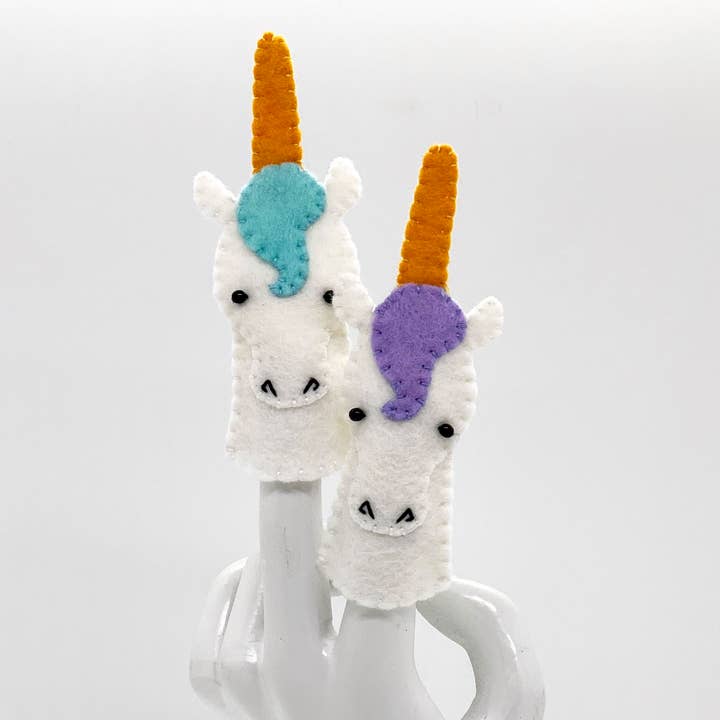 Unicorn Felt Finger Puppet for wholesale by Lumpy Buttons