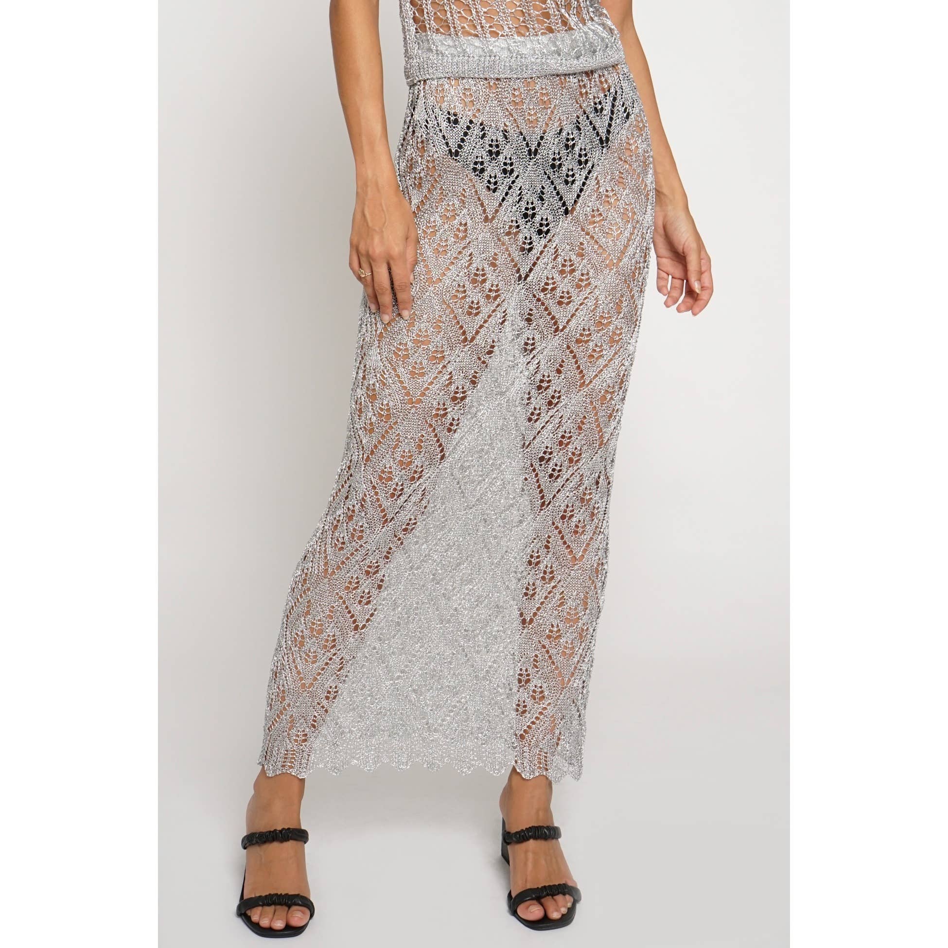 Sans Souci - Wholesale Skirt - Women's - METALLIC KNIT MAXI SKIRT4