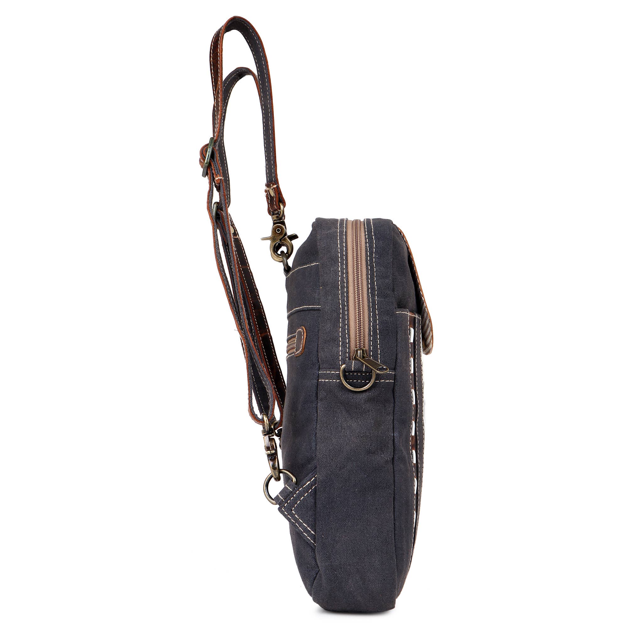 Sixtease Bags USA – wholesale Backpack – Women's – Canvas & Leather Women's Backpack - Black/White2