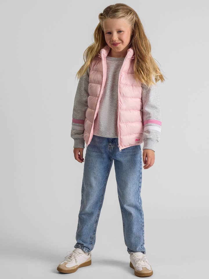 Colete acolchoado para meninas com fecho completo e capuz removível rosa 2-14 anos por atacado de Minoti sp. z o.o.