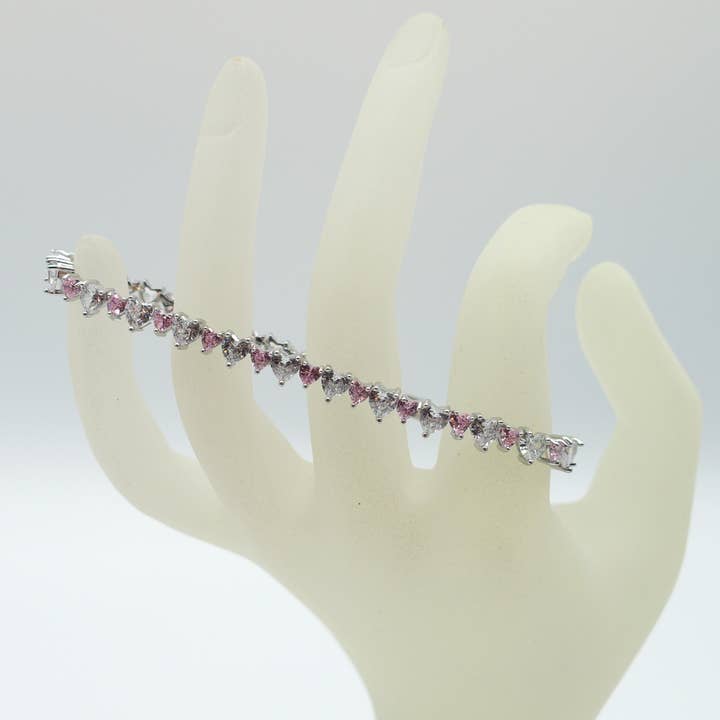 Daemon srls - Wholesale Tennis Bracelet - CHERIE - heart shaped cubic zirconia tennis bracelet - cuore31