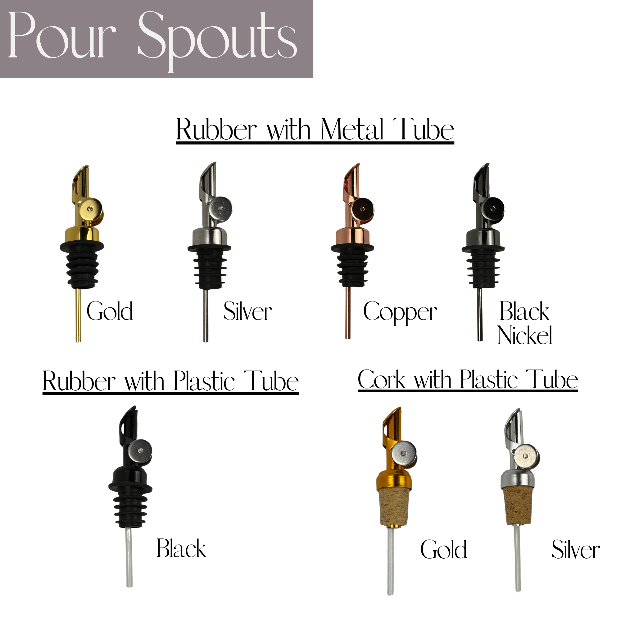 Blush Apothecary - Wholesale Oil/Vinegar Dispenser - Metal Weighted Pour Spouts | Variety of Colors5