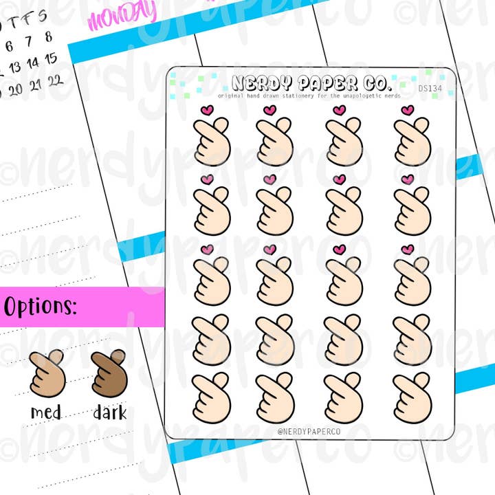 KPOP HEARTS - Hand Drawn Planner Stickers - DS134 for wholesale by NERDY PAPER CO.