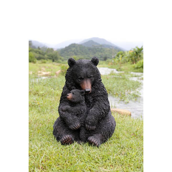 Hi-Line Gift Ltd. - Wholesale Outdoor Ornament/Decor - Large Black Bear Mother & Child Embracing