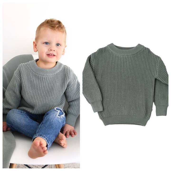 Eucalyptus TRUI Effenkleurig Gebreid Baby Peuter Kinderen Aandenken Top voor wholesale door Gigi and Max