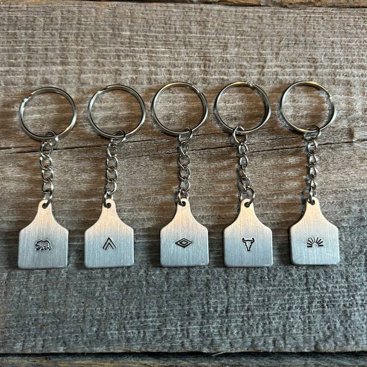 Stamped Cattle Tag Keychain for wholesale by Wild River Designs