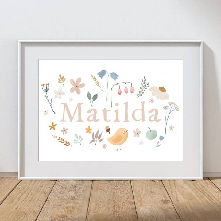 Impresión de nombre personalizada floral para venta al por mayor de Folk + Nest™