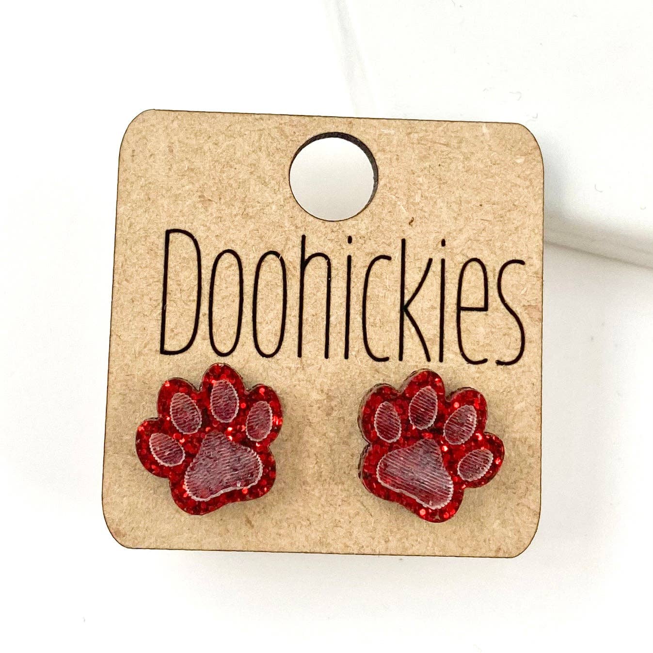 Doohickies - Wholesale Stud/Post Earrings - 13mm School Spirit Glitter Paw Studs - Custom Spirit Earrings - 9 Color Options4