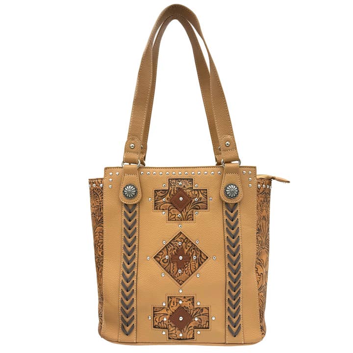 Sac cabas en cuir floral Austin Western pour la vente par Lunar Deer