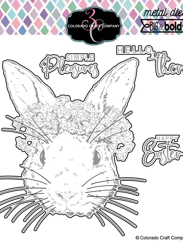 BB446-D Fustelle Big & Bold ~ Hello Bunny per la vendita all'ingrosso da parte di Colorado Craft Company