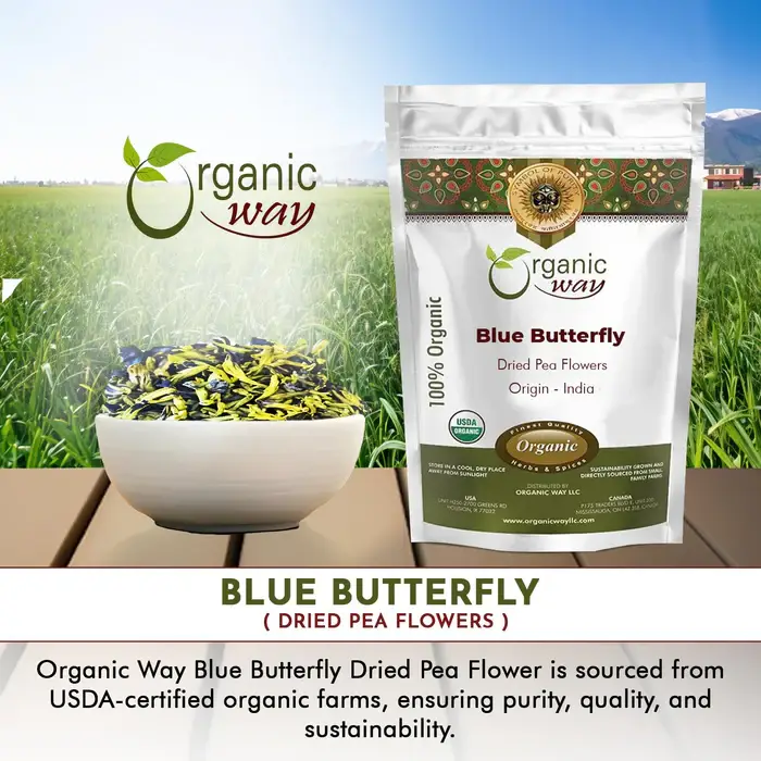 Organic Way LLC - Wholesale Loose Tea - Blue Butterfly Pea Flowers (4 Oz)4
