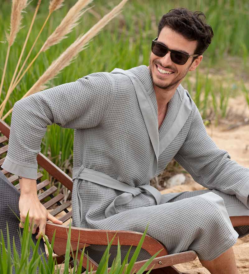 SEYANTE - Wholesale Robe - Men's - Men's Hooded Turkish Cotton Waffle Robe12