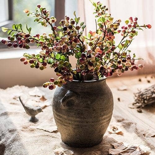 Rustic Reach - Vente Plantes artificielles - Fruit artificiel, tige de baie artificielle en jaune-rouge, 17 pouces de haut3