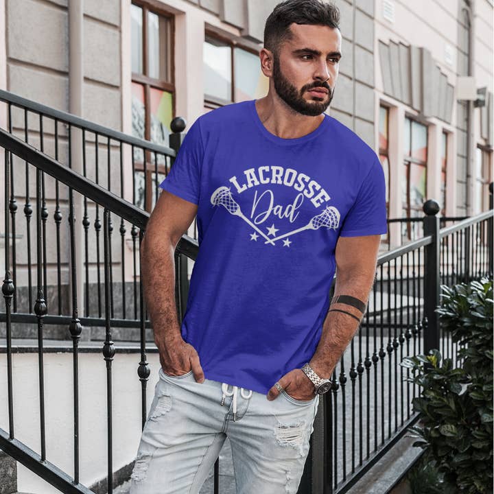 Lacrosse Dad White Print Tee for wholesale by Perfectly Diverse Trendz, LLC