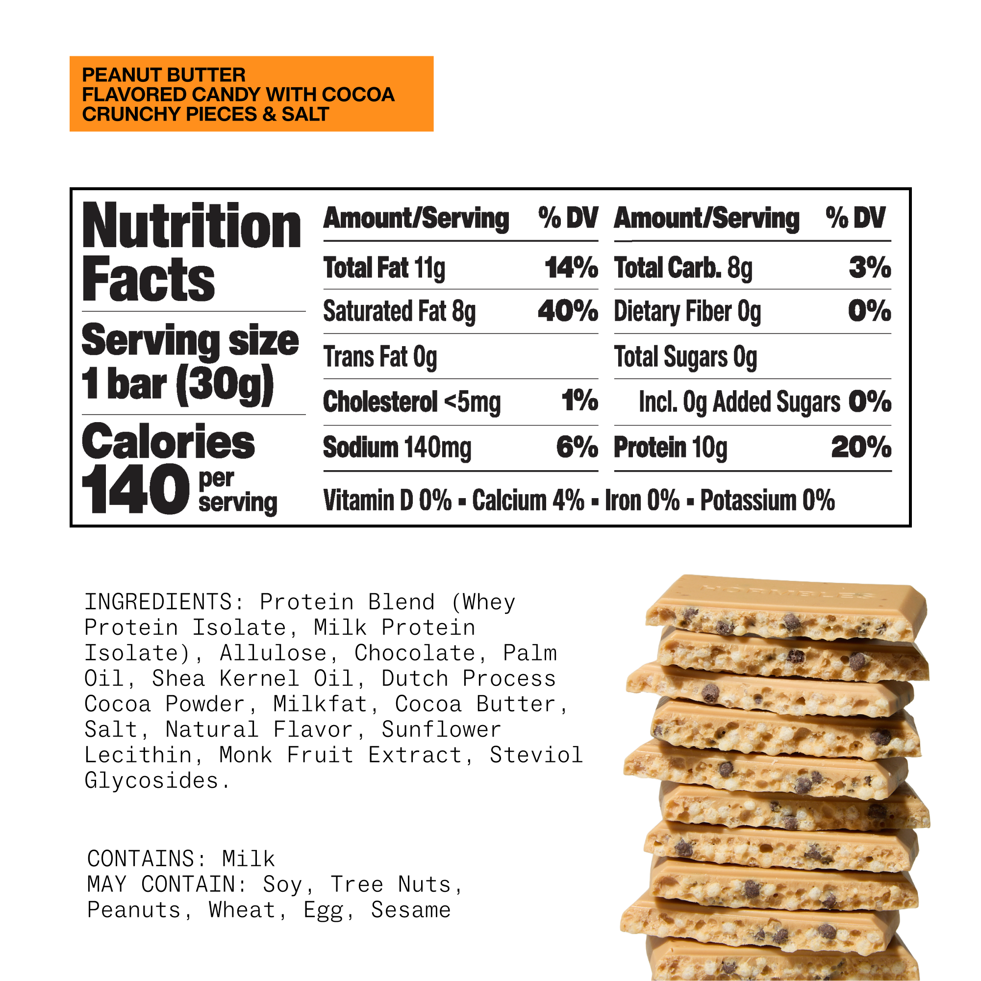 Hormbles Chormbles - Wholesale Chocolate Bar - Peanut Butter Chocolate Protein Candy Bar (12 per carton)8