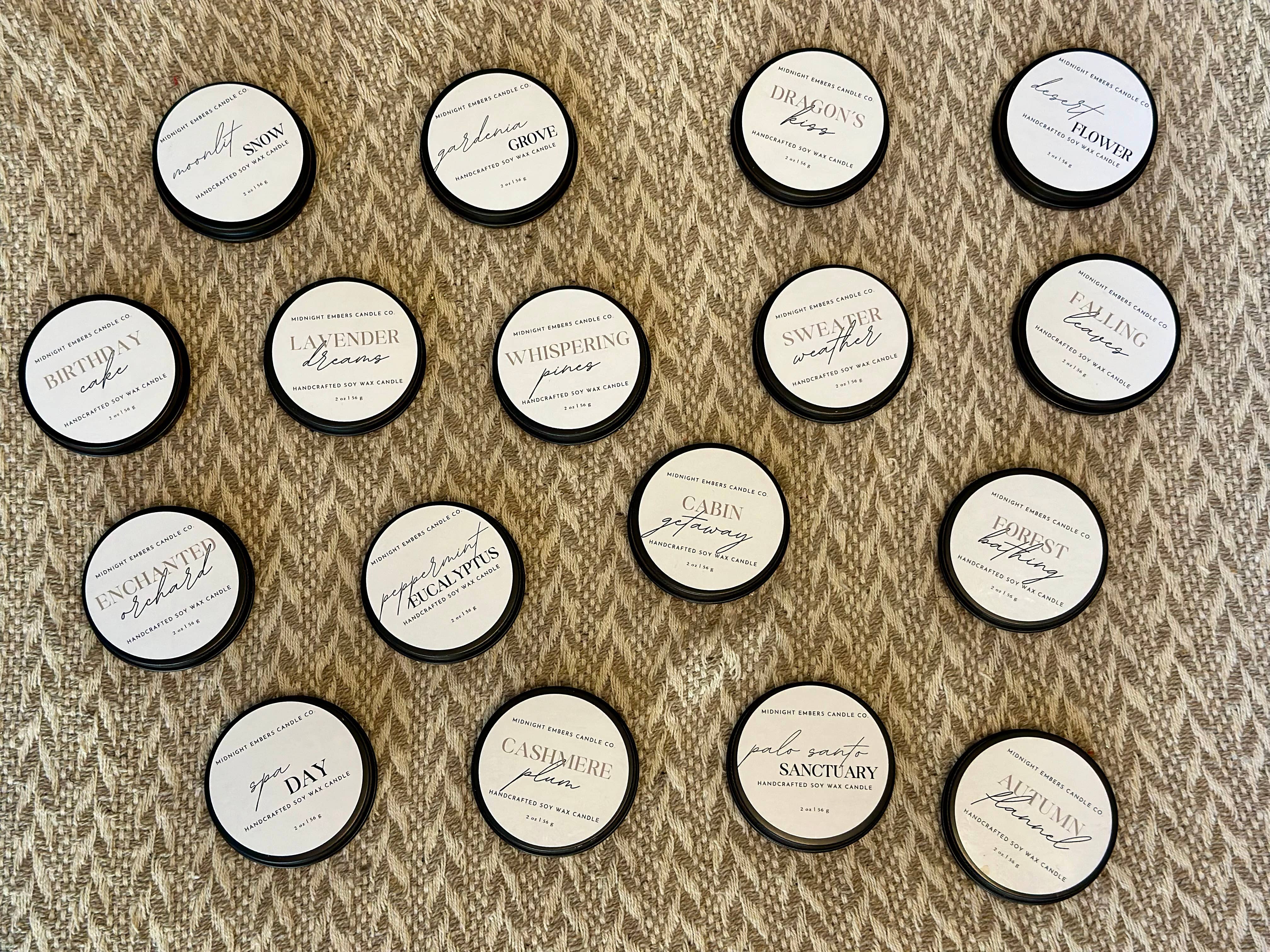 Midnight Embers Candle Co. - Wholesale Jar/Filled Candle -  2 oz. | Travel Tin Candles | Hand poured | Event Favors5