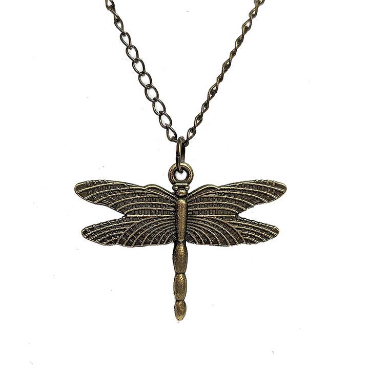 Antique Bronze Medium Dragonfly Vintage Style Necklace for wholesale by Stylish Jewelry Supply