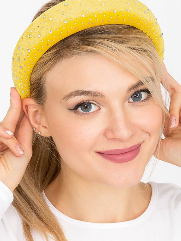 Jumbo Headband Bling Embellished - Plush Velvet with Stones for wholesale by Cap Zone