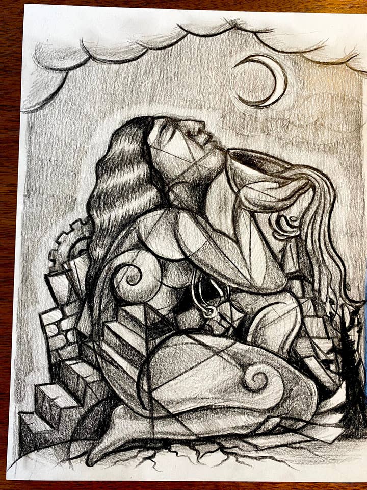 Luna Prayer - 9"x12" Archival Giclee Print for wholesale by Chris Granillo Art