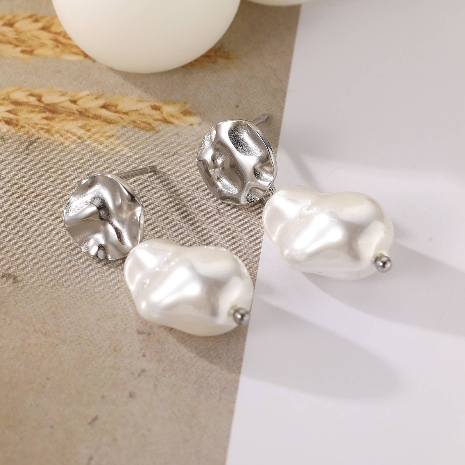 Silver Floriane - Pearl Drop Earrings for wholesale on Faire