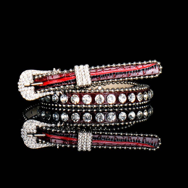 Tourtiwi – Großhandel Gürtel – Damen – Vintage glänzender Strass Skinny Belt4