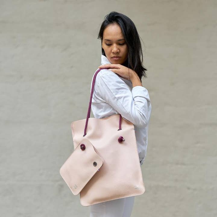 Borsa Divine et Edith PELLE liscia Opera Rose | Manico crema per la vendita all'ingrosso da parte di Amwa And co