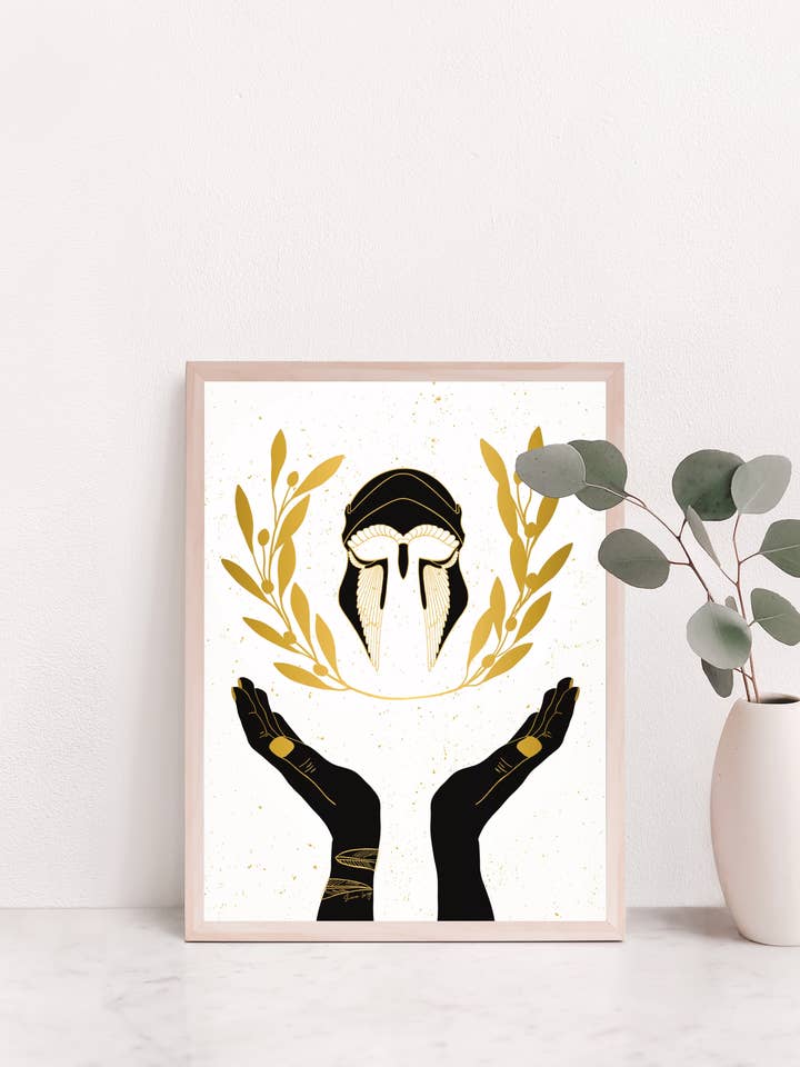 Stampa giclée dea della saggezza Atena per la vendita all'ingrosso da parte di Sheena lange Illustrations