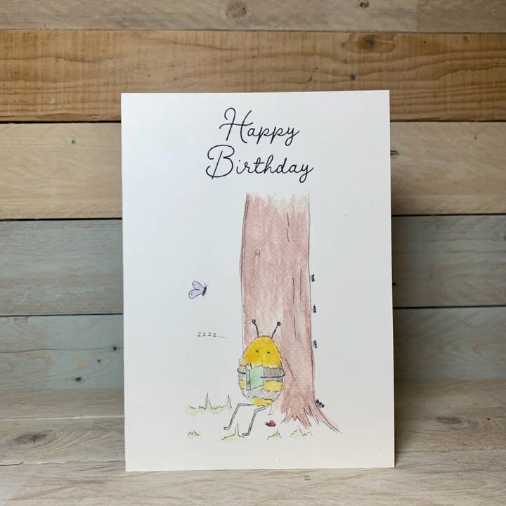 Relaxing Bee Birthday Card for wholesale by Arty Bee Designs