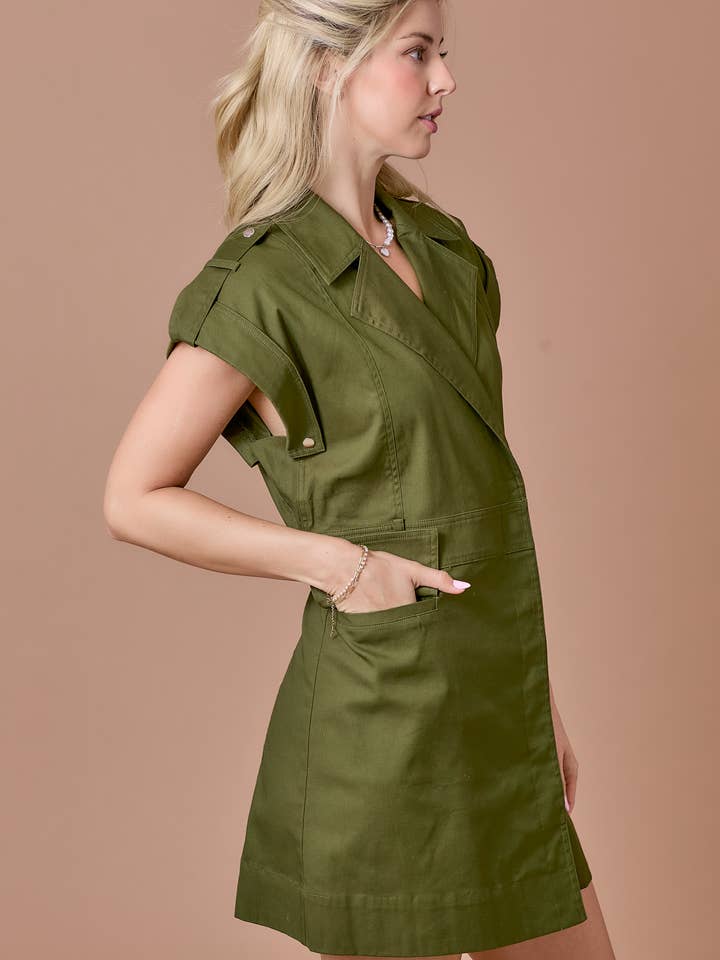 BABY PINK - Wholesale Dress - Women's - Notched lapel short sleeve dress37