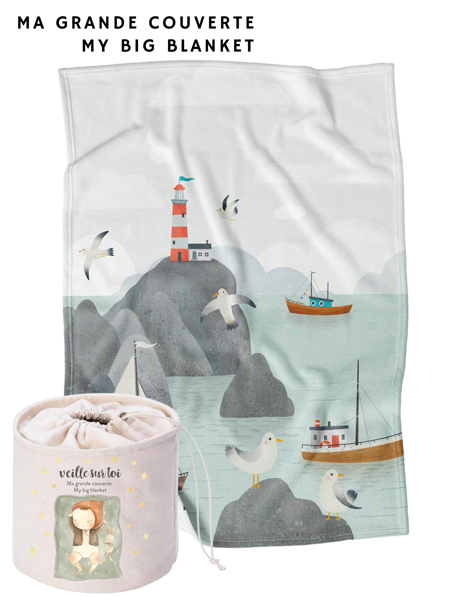 Shine on me Distribution - Vente Couverture de lit – enfant et bébé - Ma grande couverte - Milo - Veille sur toi0